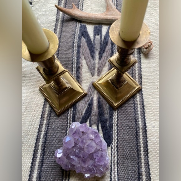 Mid Century Solid Brass Etched Tapered Candlesticks set! - Picture 2 of 6